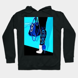 Blue Fashion Boots by Cindy Rose Studio Hoodie